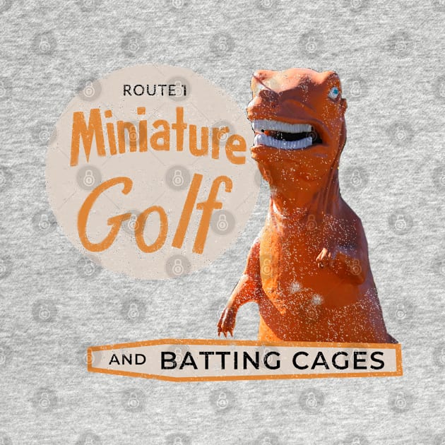 Route 1 Mini Golf - Orange Dinosaur by GeekGiftGallery